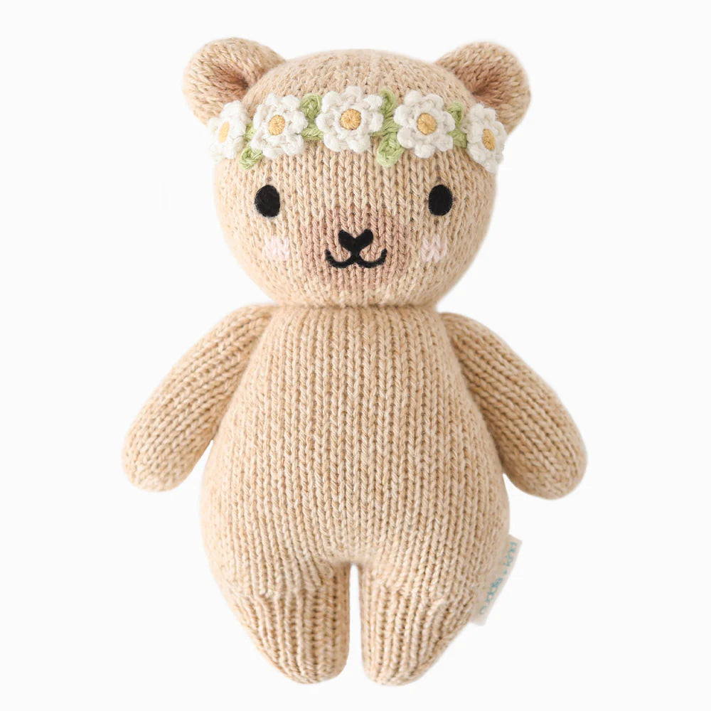 Baby Honey Bear Stuffed Animal-Ivory Floral