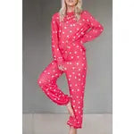 Valentine Heart Pant Lounge Set-Fiery Red