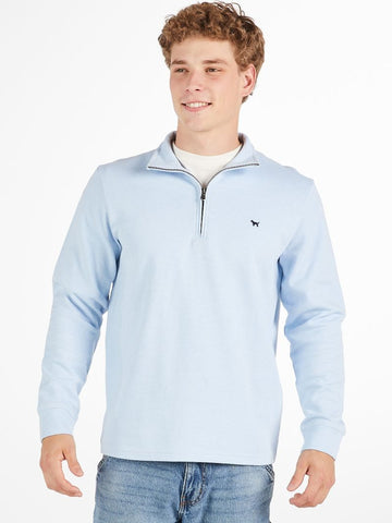 Men's L/S Quarter Zip Sweatshirt-Light Blue