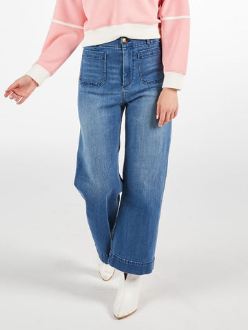 Front Pocket Denim Jean-Blue