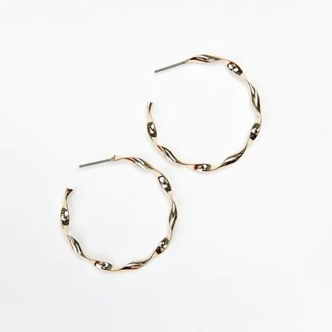 Ribbon Hoop Earrings-Gold