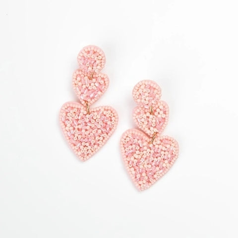 Juliet Heart Earrings-Pink