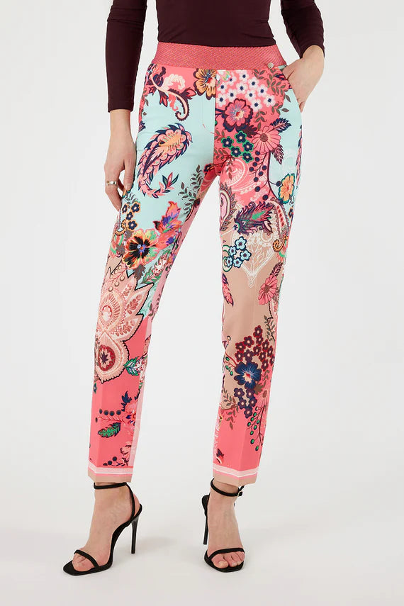 Robell Rose Printed Pant-Blue