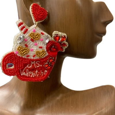 Ms Valentine Earrings-Red