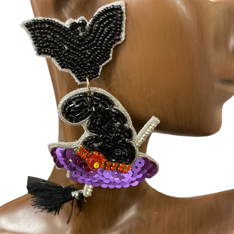 Black & Purple Witch Earrings