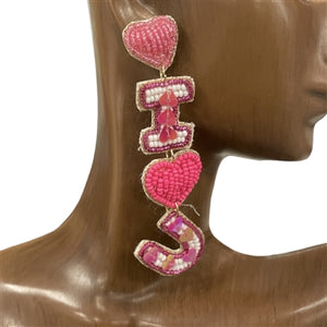 I Love You Earrings-Pink