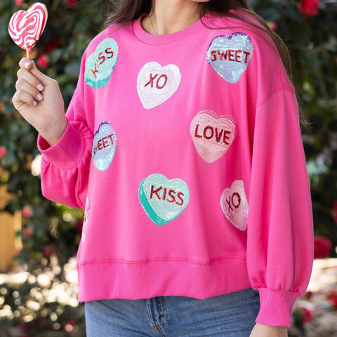 Millie Candy Hearts Sweatshirt-Pink