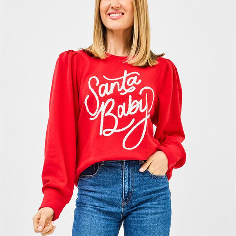 Kelly Santa Baby Sweatshirt-Red