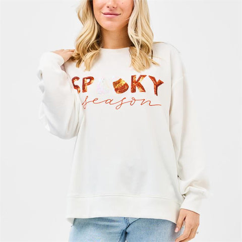 Sarah Spooky Season Sweatshirt-Ivory