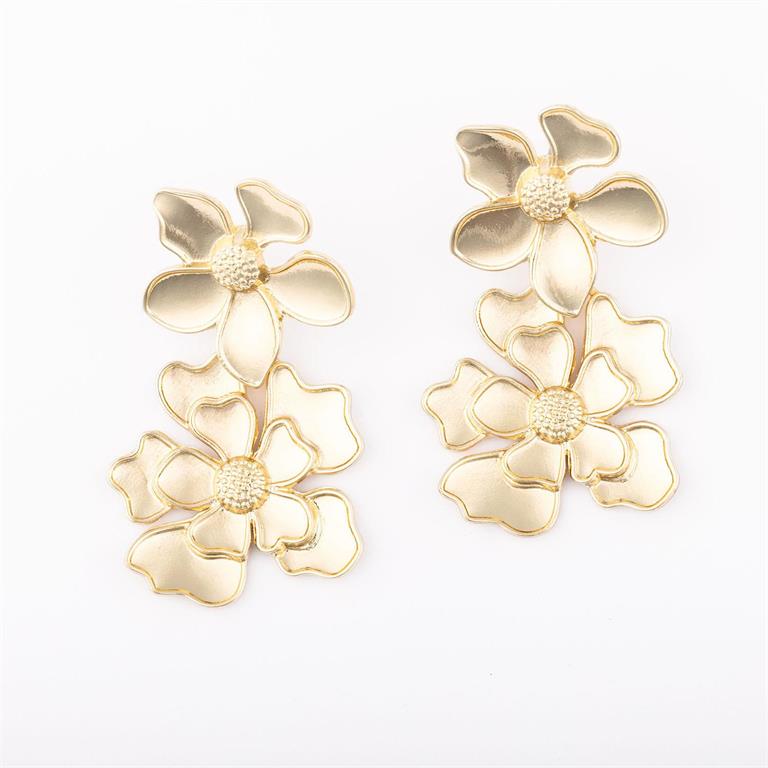 Scarlet Floral Earrings-Gold