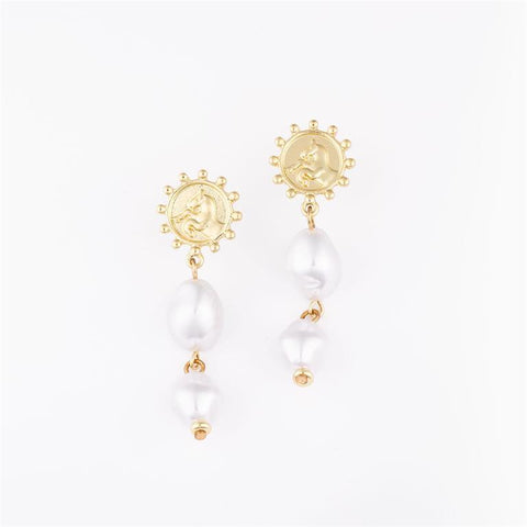 Estella Pearl  Earrings-Gold