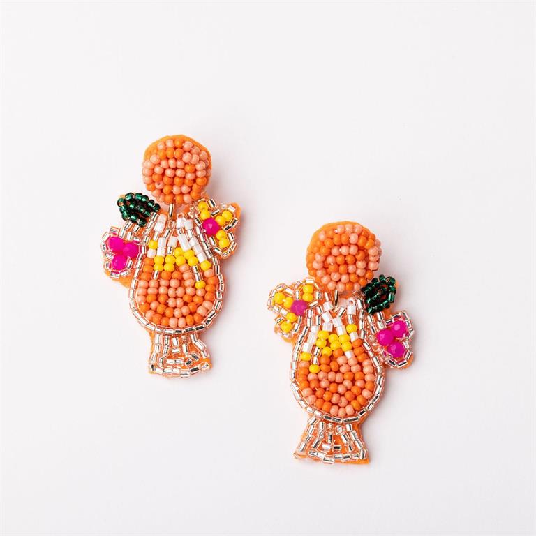 Daiquiri Summer Drink Earrings-Pink/Orange