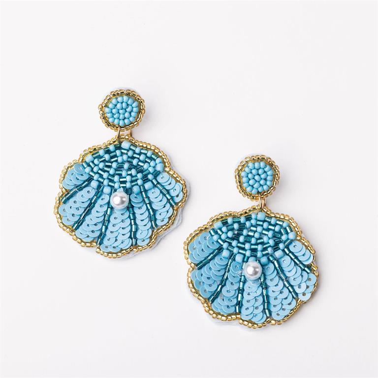 Hatteras Clam Shell Earrings-Blue