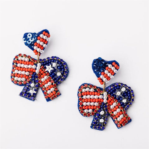 Liana Bow Earrings-RWB