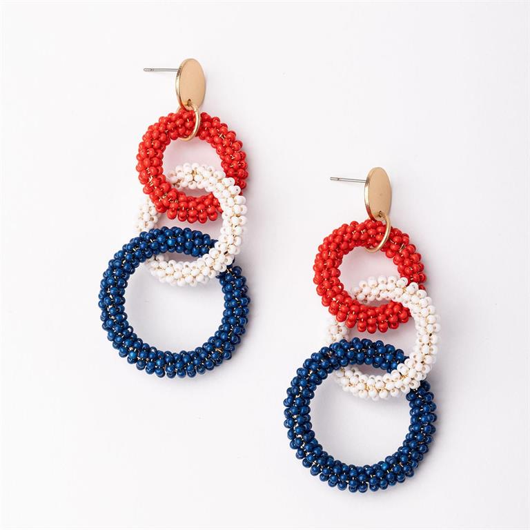 Shanna Americana Hoop Earrings-RWB