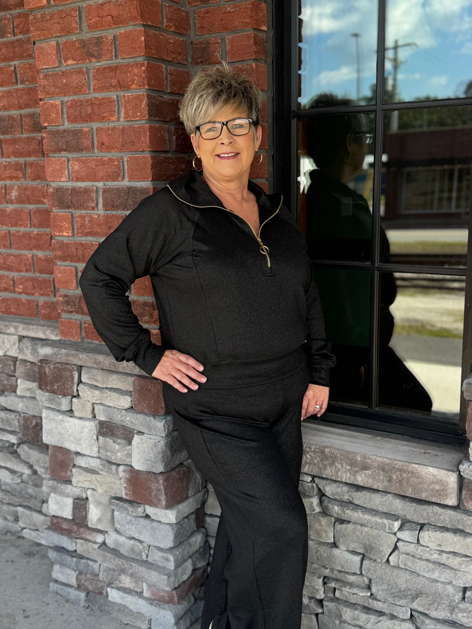 Silver Sparkle Pant-Black