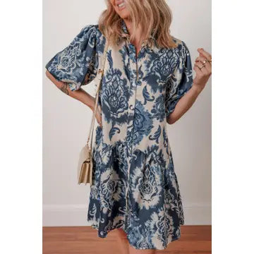 Boho Floral Print Mini Dress