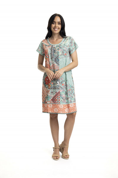 Ishigaki Patch Dress-Seafoam