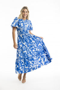 Cannes Floral Dress-Blue