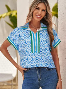 Colorblock Shift S/S Top-Blue/Green
