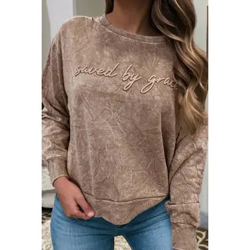 Saved By Grace Sweatshirt-Dune