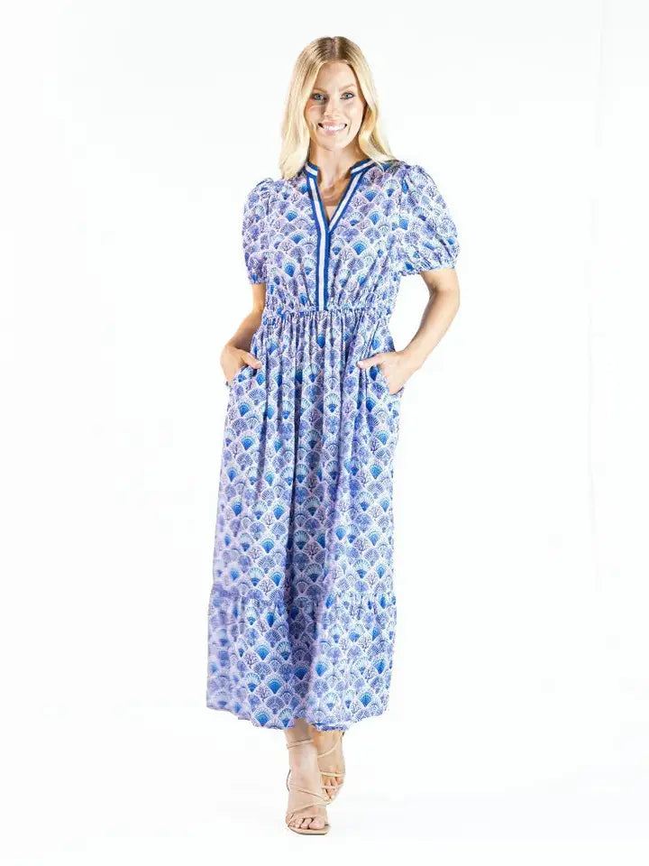 Shell & Coral Maxi Dress-Pink/Blue – Southern Tuck