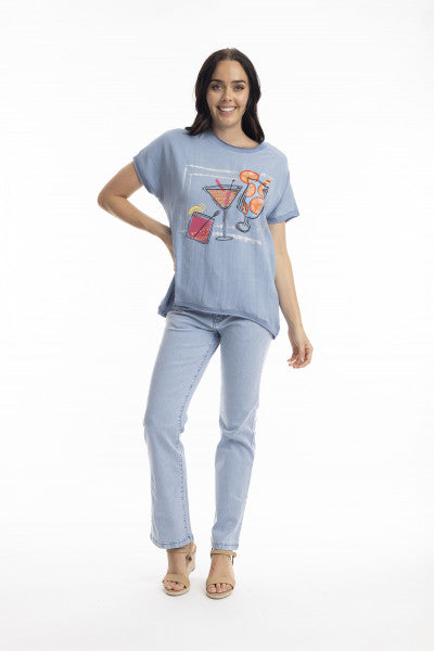 Cheers S/S Top-Blue