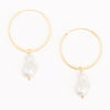 Maya Fresh Water Pearls Hanging Earrings-Gold