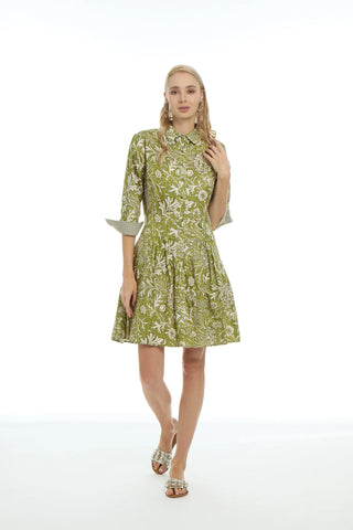 3/4 Sleeve Colette Dress-Vert