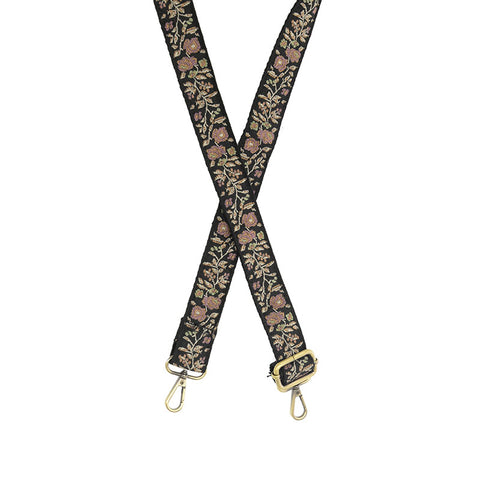 1.2" Trailing Floral Guitar Strap-Mauve