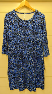 Cheetah Blues 3/4 Sleeve Travel Dress-Blue