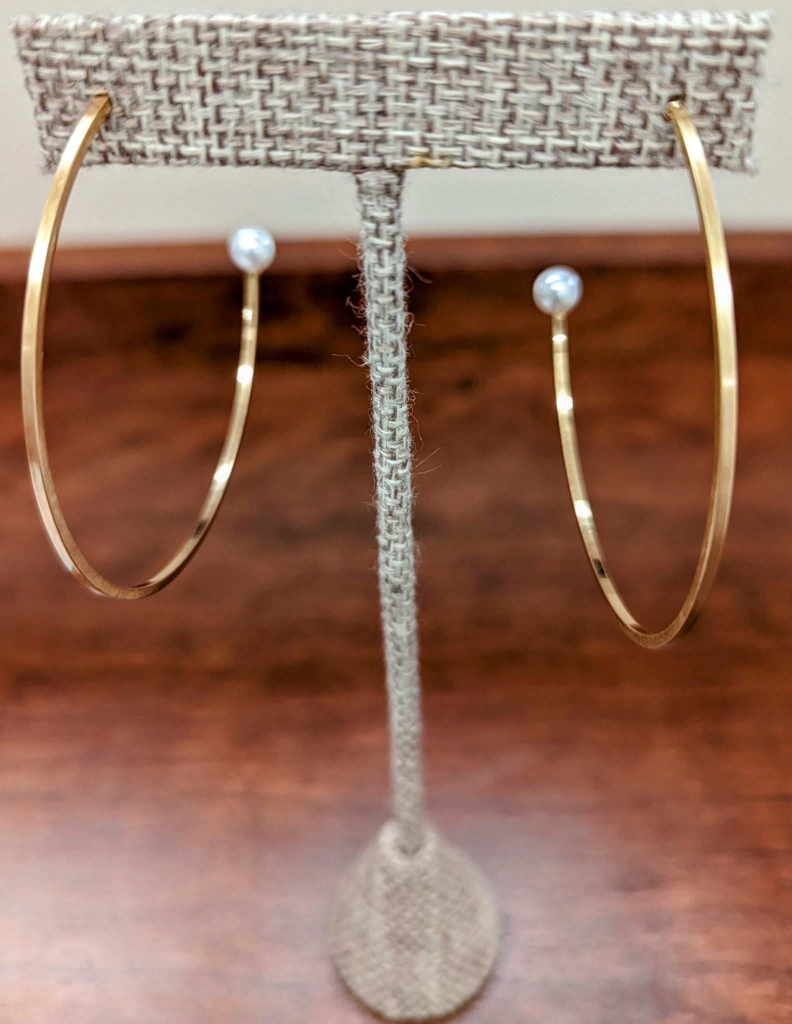 Athens Pearl Hoop Earrings-Gold