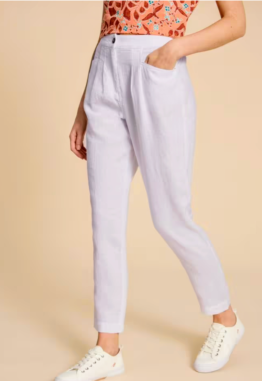 Rowena Linen Trouser-White