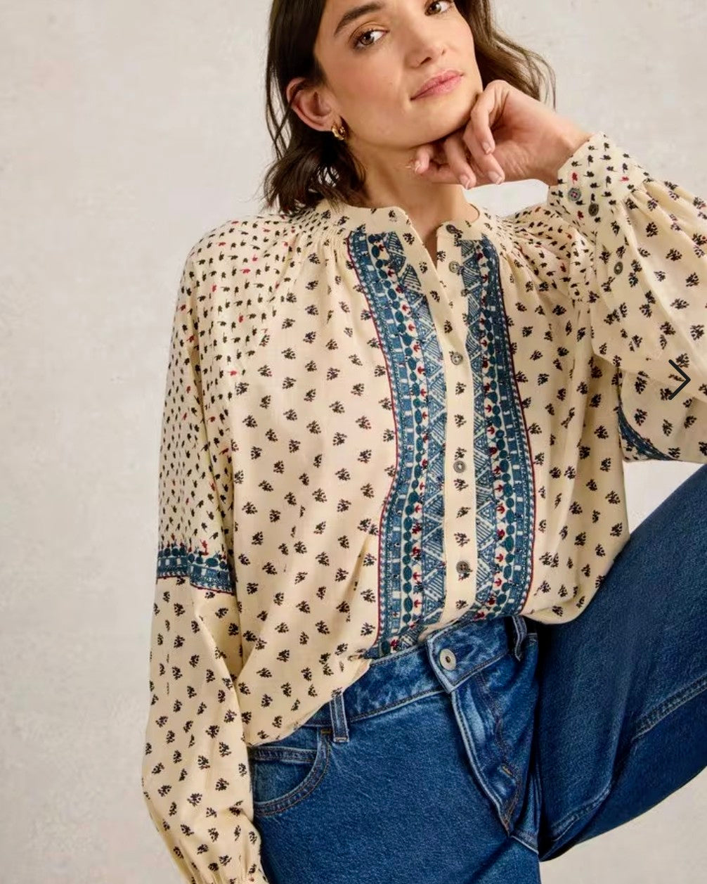 Ari Embroidered Shirt-Ivory Multi