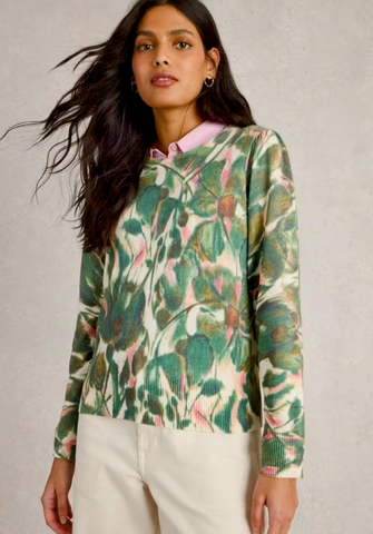 Rosie Floral Sweater-Green Print