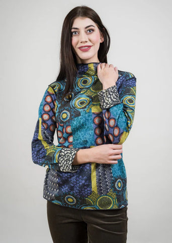 Reversible Mock Neck-Green Multi
