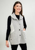 Shorter Side Button Vest W/Front Rib Trim-Ivory/Black