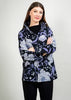 Mid Length A-Line Wire Collar Jacket-Black/Purple