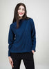 Angled Self Embroidery Mock Neck Top-Indigo