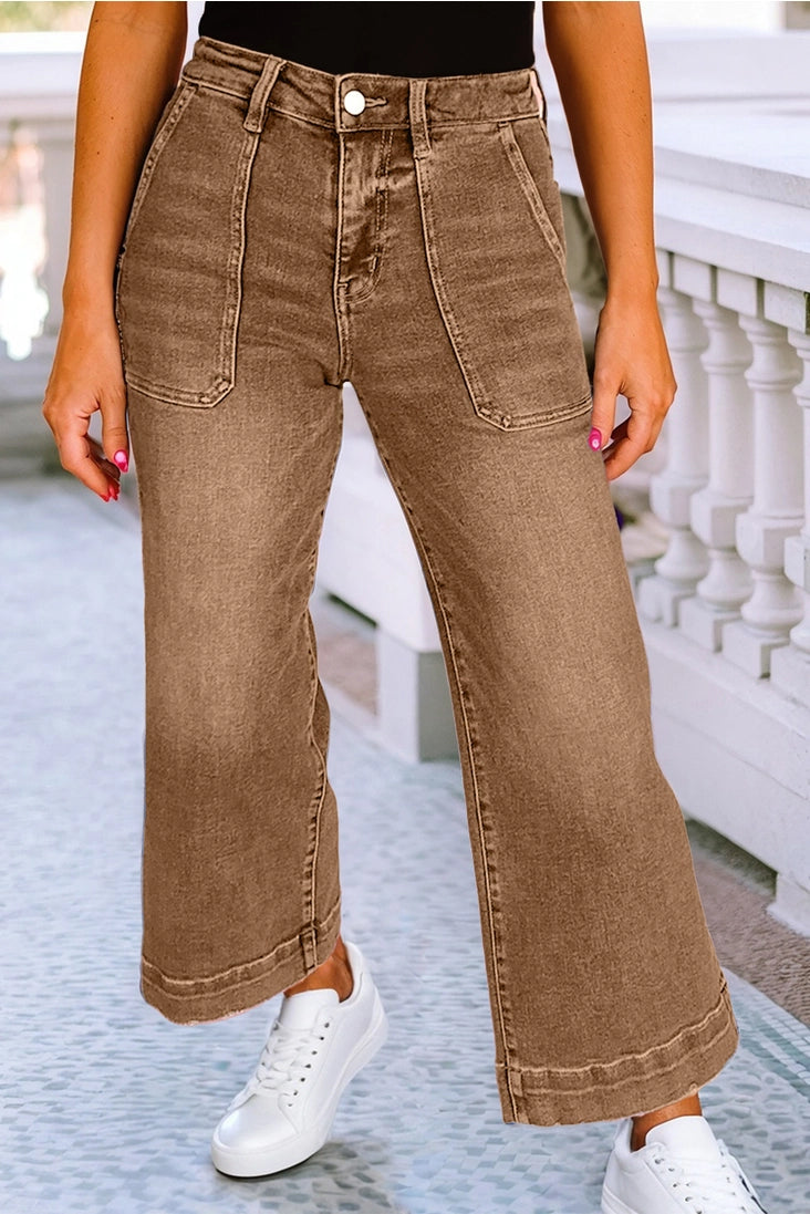 Cropped High Rise Jean-Brown