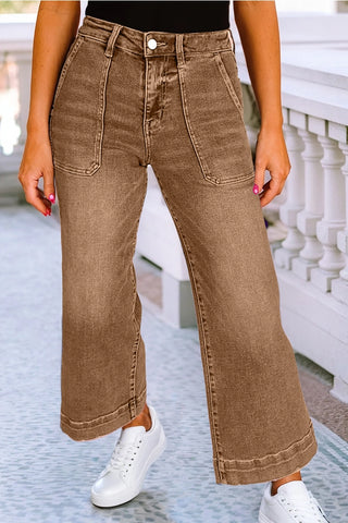 Cropped High Rise Jean-Brown
