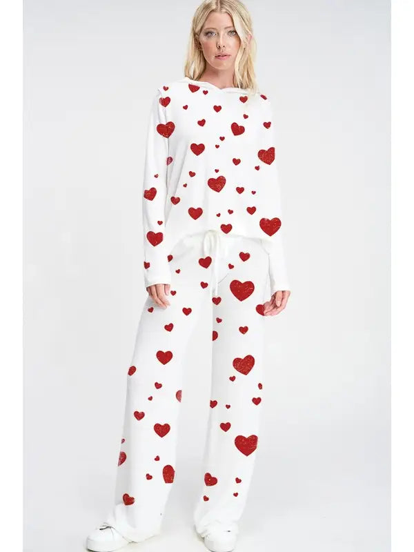 Love All Over Soft Lounge Wear Sets-Hearts