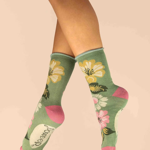 Vintage Flora Socks-Sage