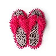 Aunt Deloris Frisky Feline House Slippers-Hot-Pink