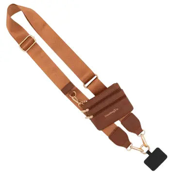 Clip & Go Phone Lanyard With Wallet-Brown