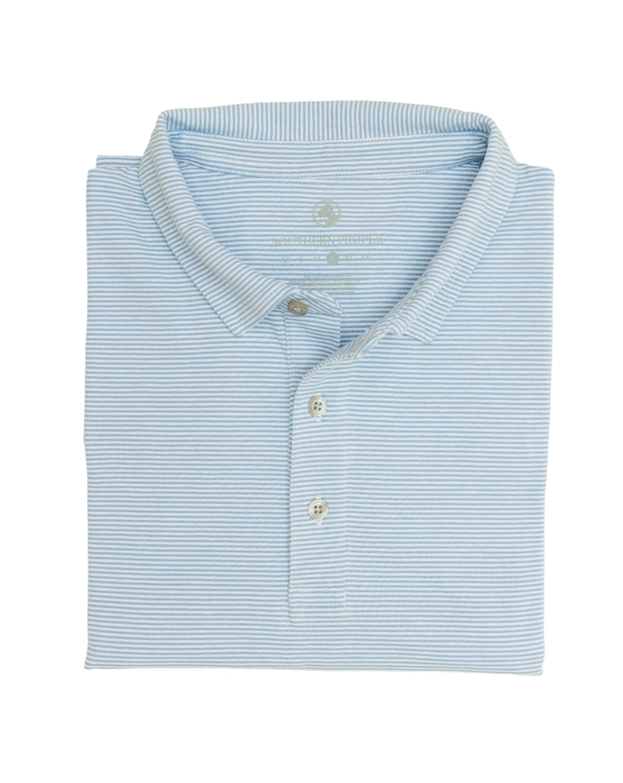 Tensaw Stripe Polo-Coastal Blue