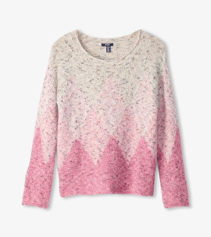 Drop Shoulder Sweater-Rose Argyle