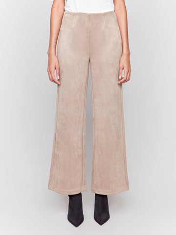 Pull On Wide Leg Pant-Natural