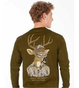 L/S Sleeping Deer Shirt-Olive
