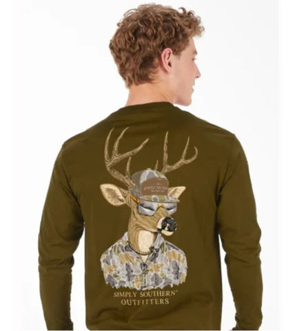 L/S Sleeping Deer Shirt-Olive